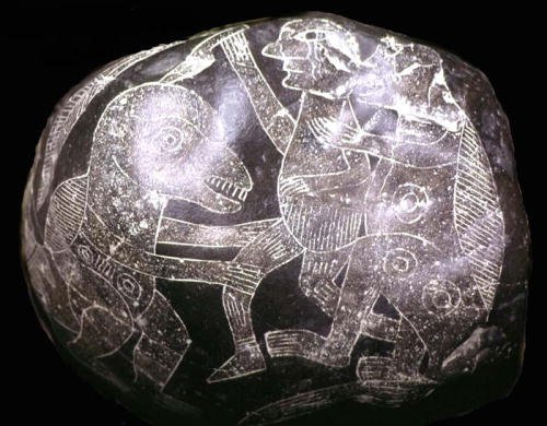Hombre convivio con dionsaurios - Piedras de Ica