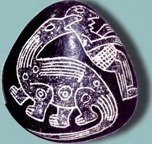 Dinosaurios matando hombres - Piedras de Ica